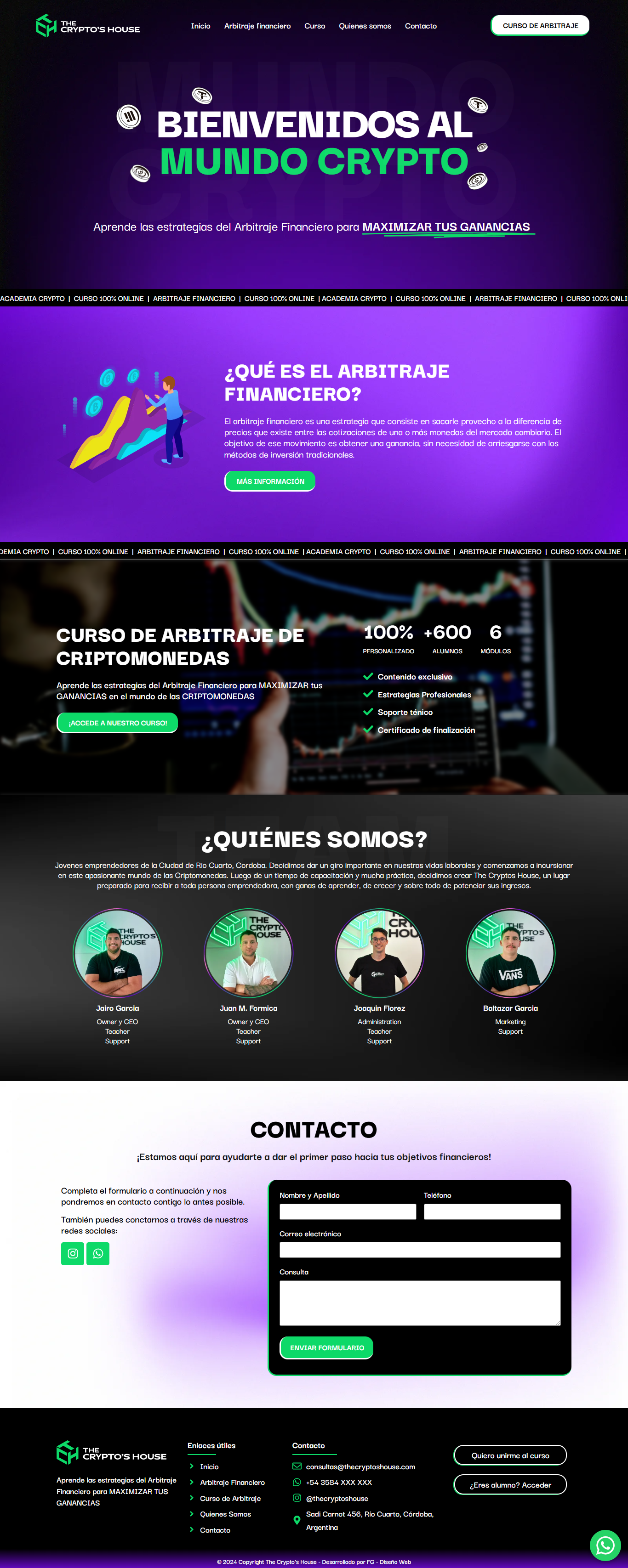 Homepage de la página web The Crypto's House